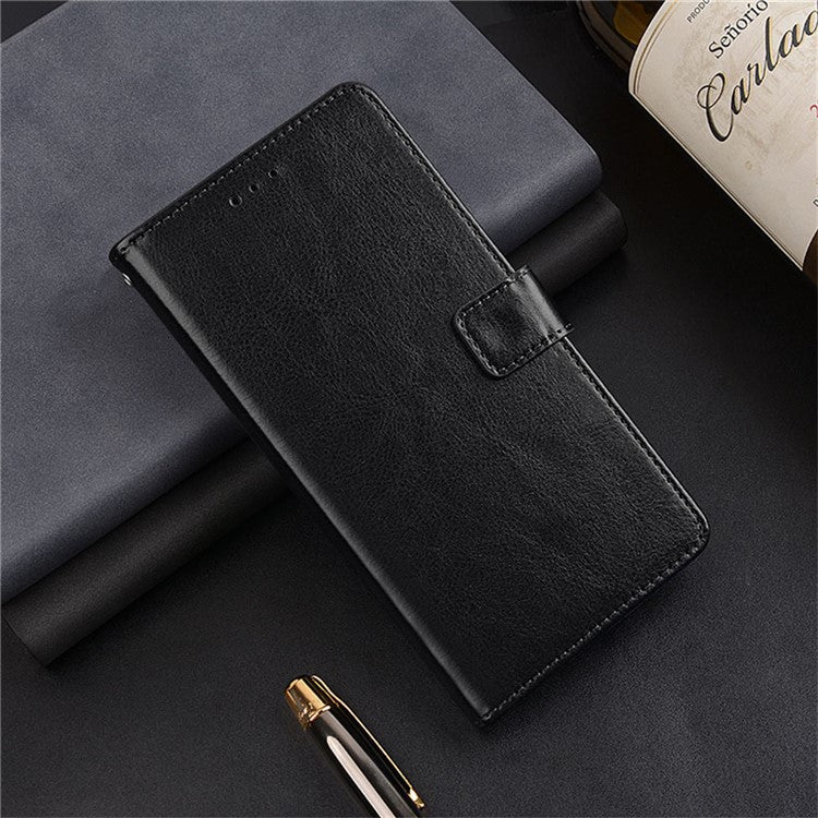 IDEWEI for Xiaomi Redmi Note 14 5G / 14 4G Case Card Slots Holder Leather Phone Cover Crazy Horse Texture - Black