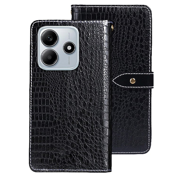 IDEWEI For Xiaomi Redmi Note 14 5G / 14 4G Case Crocodile Texture PU Leather Flip Phone Cover - Black