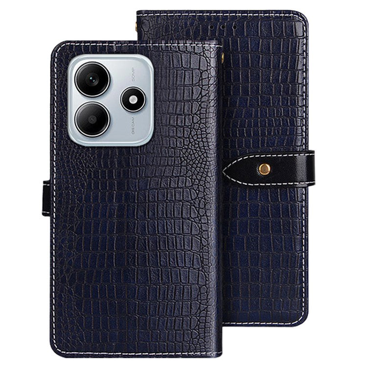 IDEWEI For Xiaomi Redmi Note 14 5G / 14 4G Case Crocodile Texture PU Leather Flip Phone Cover - Blue