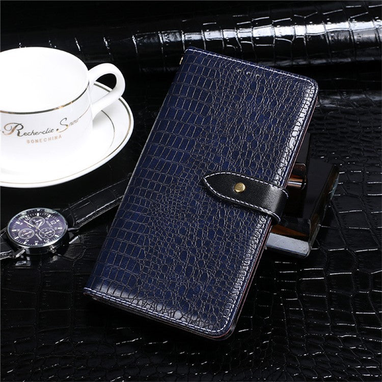 IDEWEI For Xiaomi Redmi Note 14 5G / 14 4G Case Crocodile Texture PU Leather Flip Phone Cover - Blue