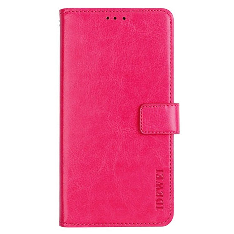 IDEWEI For Xiaomi Redmi Note 14 5G / 14 4G Stand Case Crazy Horse Texture Leather Phone Cover - Rose