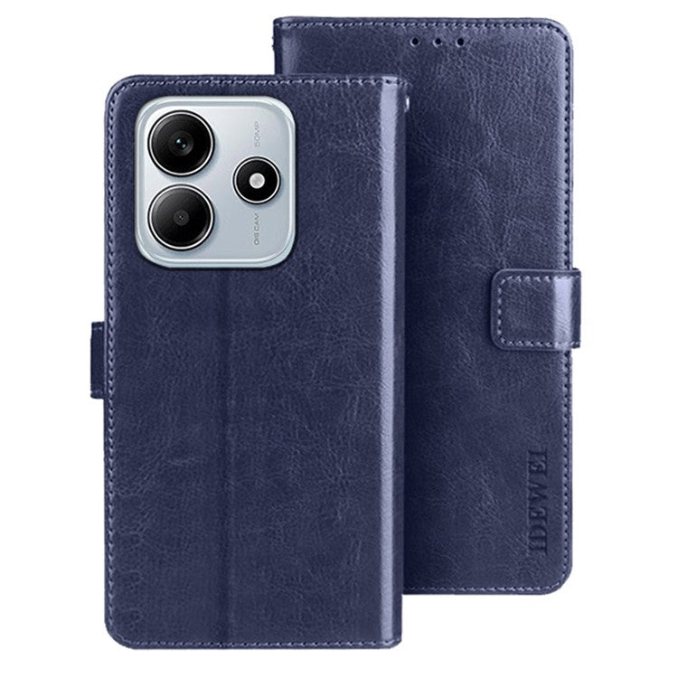 IDEWEI For Xiaomi Redmi Note 14 5G / 14 4G Stand Case Crazy Horse Texture Leather Phone Cover - Dark Blue