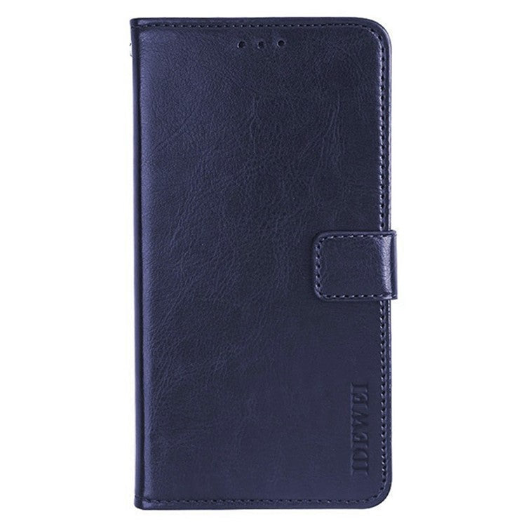 IDEWEI For Xiaomi Redmi Note 14 5G / 14 4G Stand Case Crazy Horse Texture Leather Phone Cover - Dark Blue