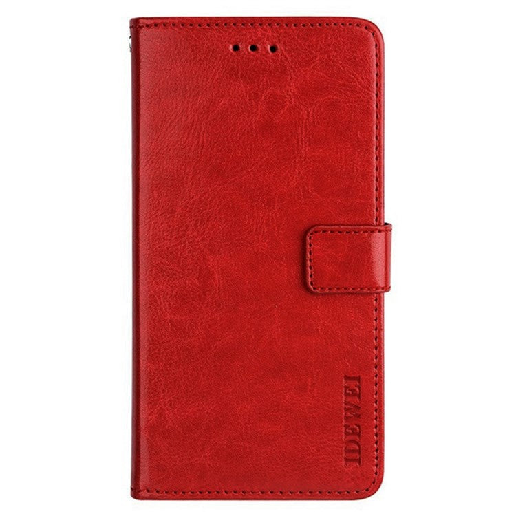 IDEWEI For Xiaomi Redmi Note 14 5G / 14 4G Stand Case Crazy Horse Texture Leather Phone Cover - Red