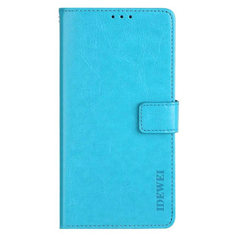 IDEWEI For Xiaomi Redmi Note 14 5G / 14 4G Stand Case Crazy Horse Texture Leather Phone Cover - Sky Blue