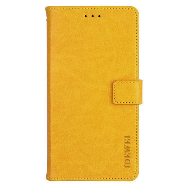 IDEWEI For Xiaomi Redmi Note 14 5G / 14 4G Stand Case Crazy Horse Texture Leather Phone Cover - Yellow