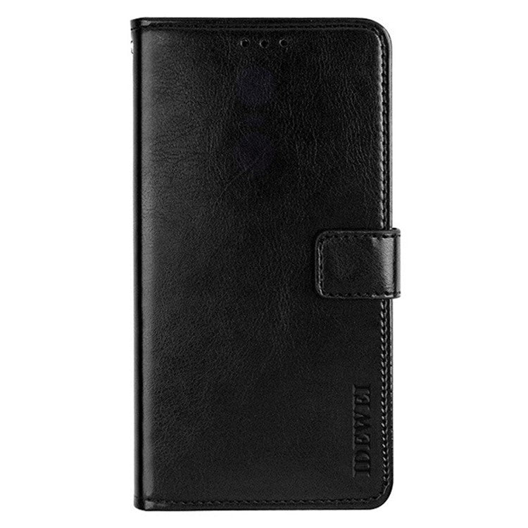 IDEWEI For Xiaomi Redmi Note 14 5G / 14 4G Stand Case Crazy Horse Texture Leather Phone Cover - Black