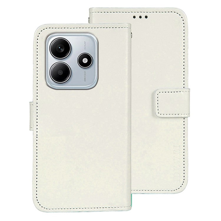 IDEWEI For Xiaomi Redmi Note 14 5G / 14 4G Stand Case Crazy Horse Texture Leather Phone Cover - White