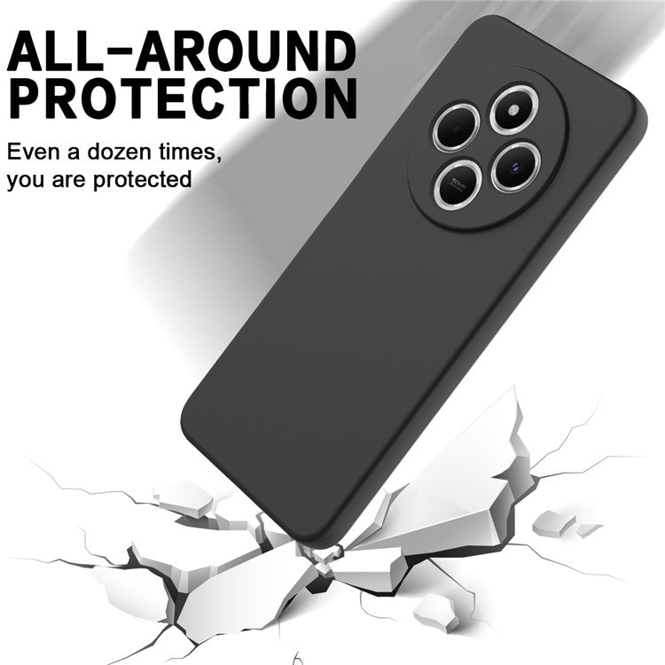 Liquid Silicone Case For Xiaomi Poco C75 4G / Redmi 14R 5G / 14C 4G Anti-Scratch Phone Cover with Hand Strap - Black