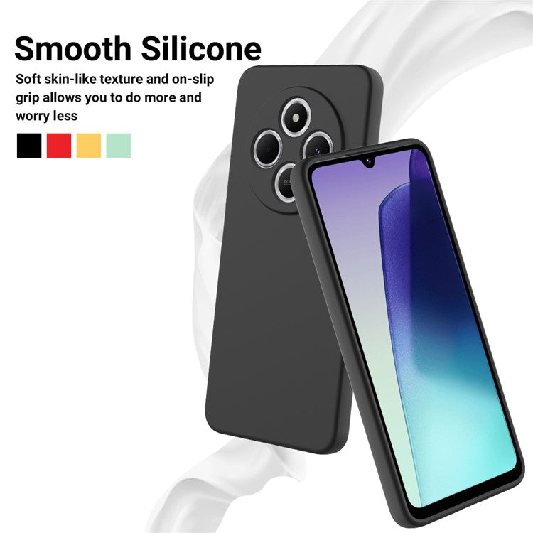 Liquid Silicone Case For Xiaomi Poco C75 4G / Redmi 14R 5G / 14C 4G Anti-Scratch Phone Cover with Hand Strap - Black