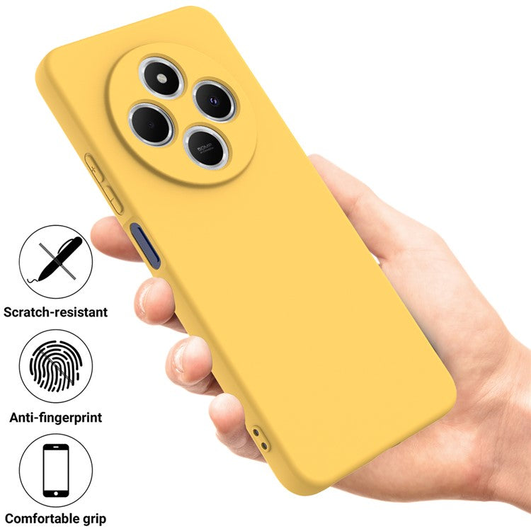 Liquid Silicone Case For Xiaomi Poco C75 4G / Redmi 14R 5G / 14C 4G Anti-Scratch Phone Cover with Hand Strap - Yellow