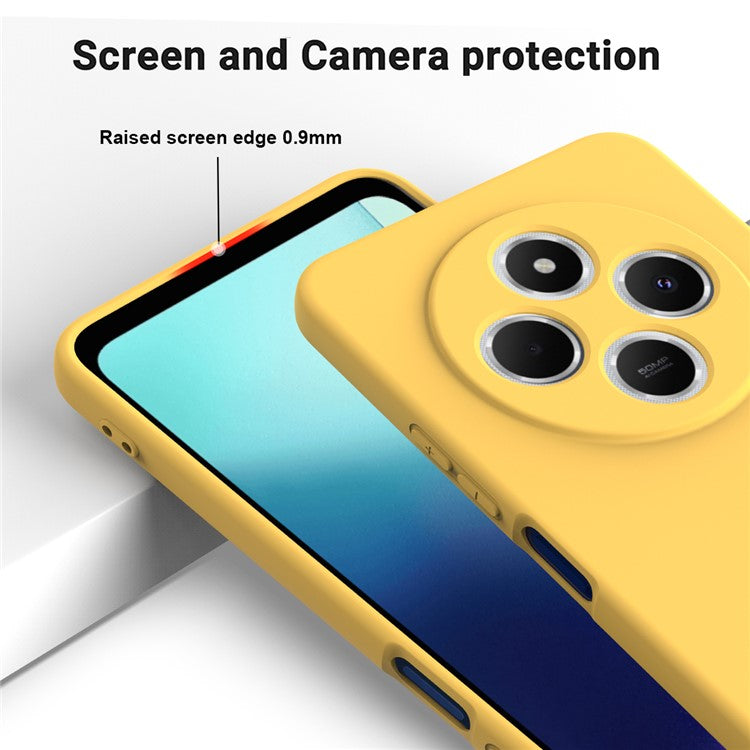 Liquid Silicone Case For Xiaomi Poco C75 4G / Redmi 14R 5G / 14C 4G Anti-Scratch Phone Cover with Hand Strap - Yellow