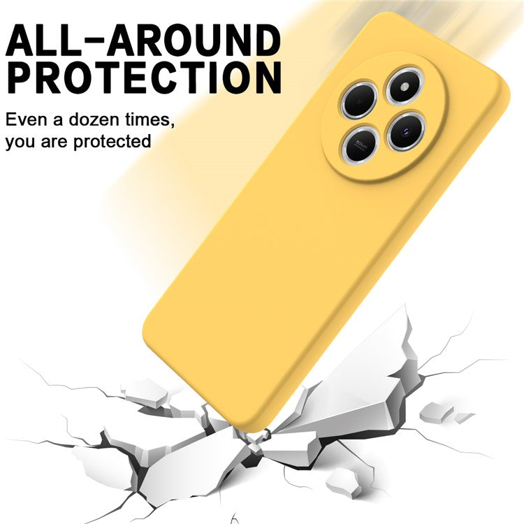 Liquid Silicone Case For Xiaomi Poco C75 4G / Redmi 14R 5G / 14C 4G Anti-Scratch Phone Cover with Hand Strap - Yellow