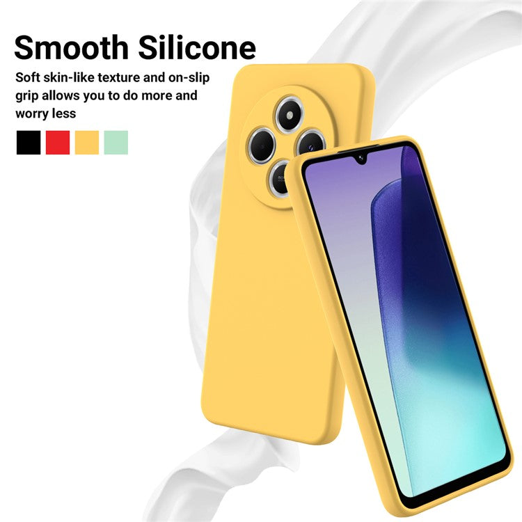 Liquid Silicone Case For Xiaomi Poco C75 4G / Redmi 14R 5G / 14C 4G Anti-Scratch Phone Cover with Hand Strap - Yellow