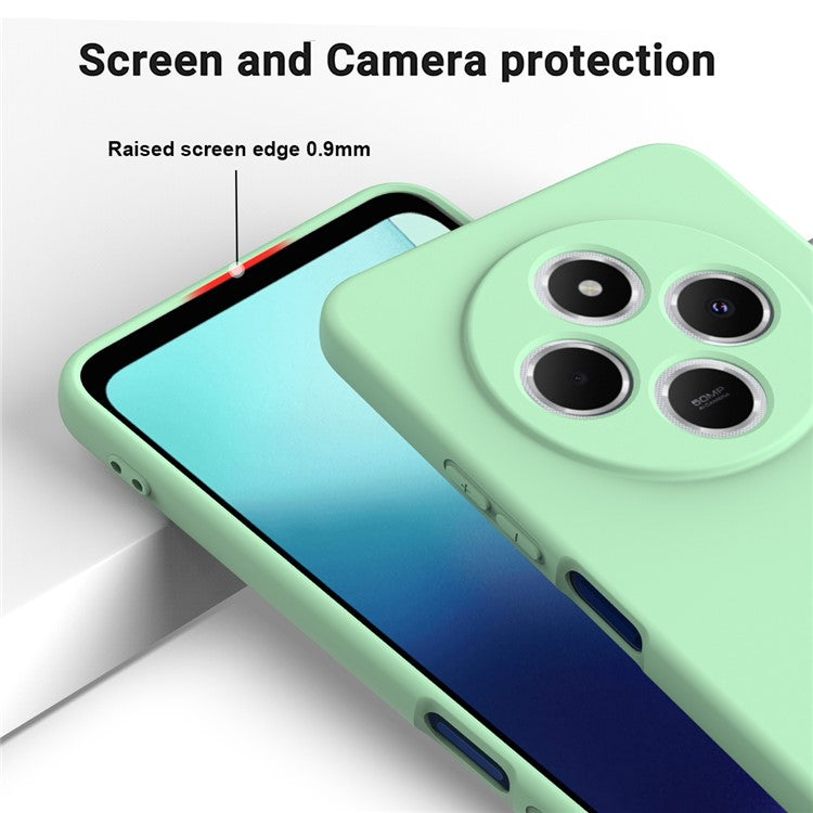 Liquid Silicone Case For Xiaomi Poco C75 4G / Redmi 14R 5G / 14C 4G Anti-Scratch Phone Cover with Hand Strap - Green