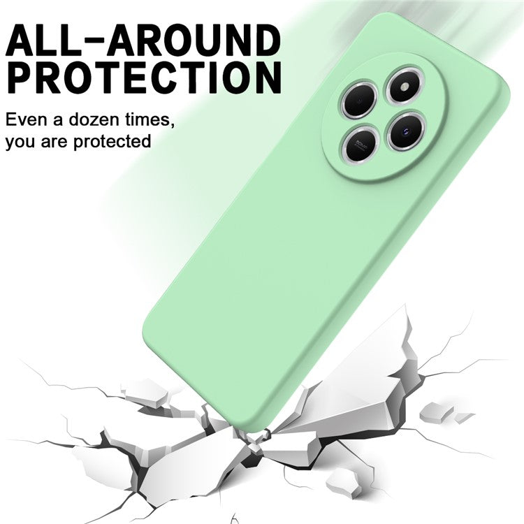 Liquid Silicone Case For Xiaomi Poco C75 4G / Redmi 14R 5G / 14C 4G Anti-Scratch Phone Cover with Hand Strap - Green