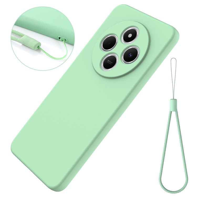 Liquid Silicone Case For Xiaomi Poco C75 4G / Redmi 14R 5G / 14C 4G Anti-Scratch Phone Cover with Hand Strap - Green