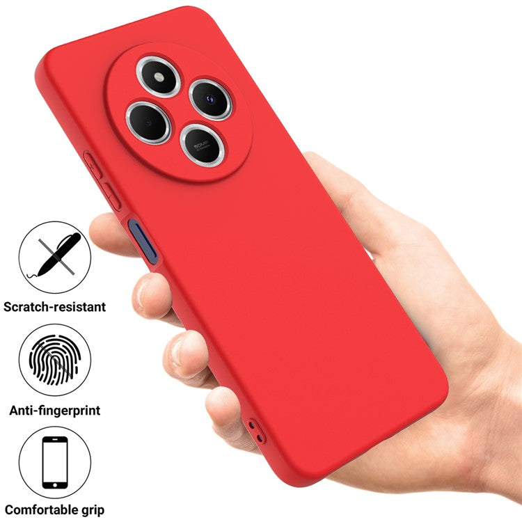 Liquid Silicone Case For Xiaomi Poco C75 4G / Redmi 14R 5G / 14C 4G Anti-Scratch Phone Cover with Hand Strap - Red