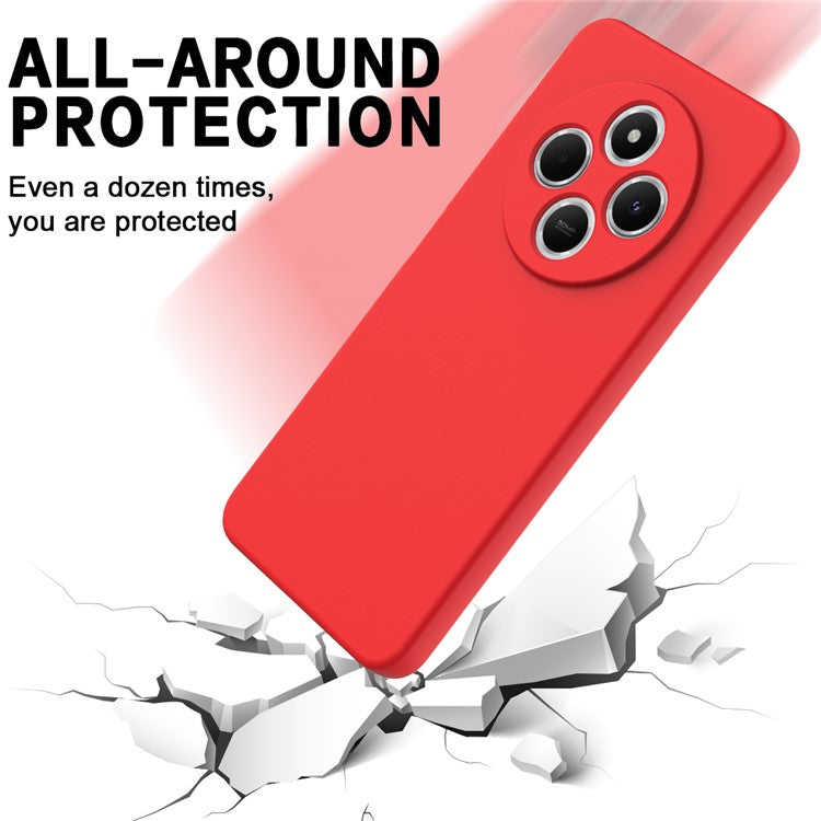 Liquid Silicone Case For Xiaomi Poco C75 4G / Redmi 14R 5G / 14C 4G Anti-Scratch Phone Cover with Hand Strap - Red