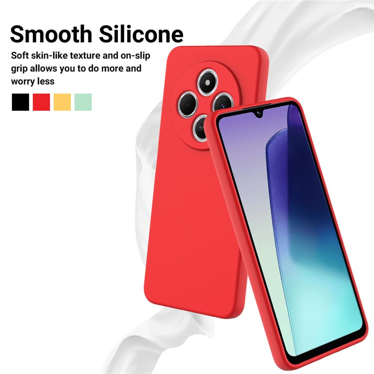 Liquid Silicone Case For Xiaomi Poco C75 4G / Redmi 14R 5G / 14C 4G Anti-Scratch Phone Cover with Hand Strap - Red