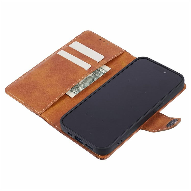 For Xiaomi Redmi Note 14 5G Case Splicing Texture Leather Phone Cover Viewing Stand - Brown