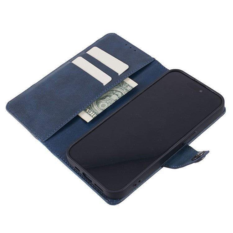 For Xiaomi Redmi Note 14 5G Case Splicing Texture Leather Phone Cover Viewing Stand - Dark Blue