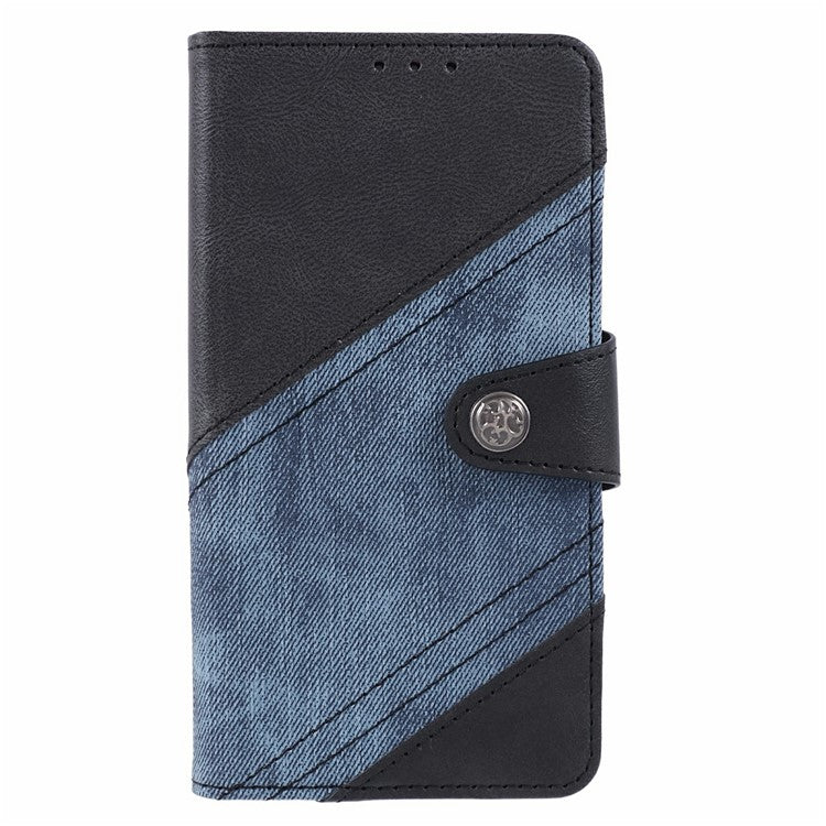 For Xiaomi Redmi Note 14 5G Case Splicing Texture Leather Phone Cover Viewing Stand - Black