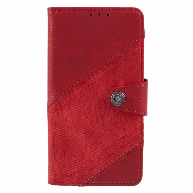 For Xiaomi Redmi Note 14 5G Case Splicing Texture Leather Phone Cover Viewing Stand - Red