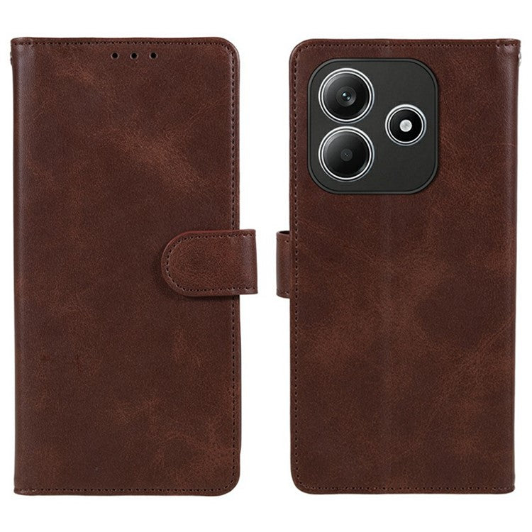 For Xiaomi Redmi Note 14 5G Case PU Leather Wallet Protective Phone Cover Calf Texture - Brown