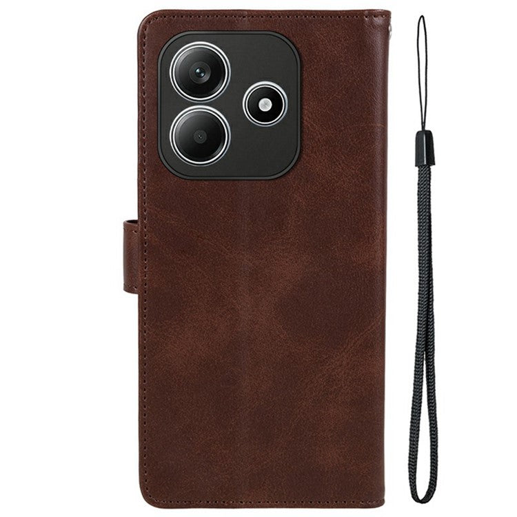 For Xiaomi Redmi Note 14 5G Case PU Leather Wallet Protective Phone Cover Calf Texture - Brown