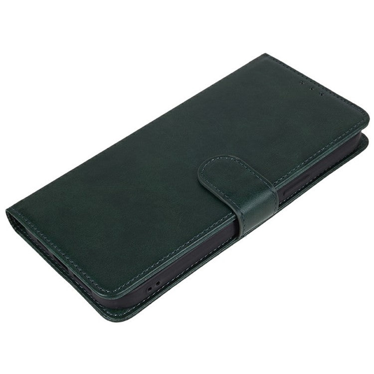 For Xiaomi Redmi Note 14 5G Case PU Leather Wallet Protective Phone Cover Calf Texture - Midnight Green