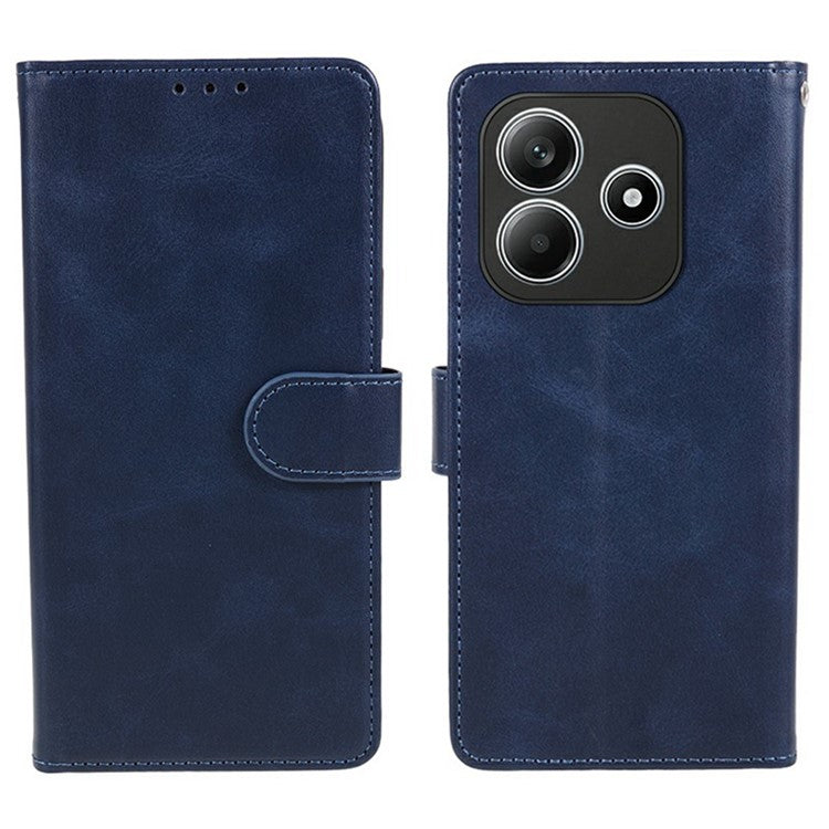 For Xiaomi Redmi Note 14 5G Case PU Leather Wallet Protective Phone Cover Calf Texture - Blue