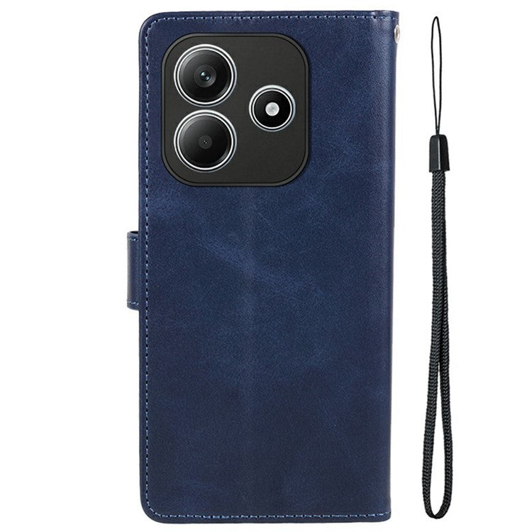 For Xiaomi Redmi Note 14 5G Case PU Leather Wallet Protective Phone Cover Calf Texture - Blue