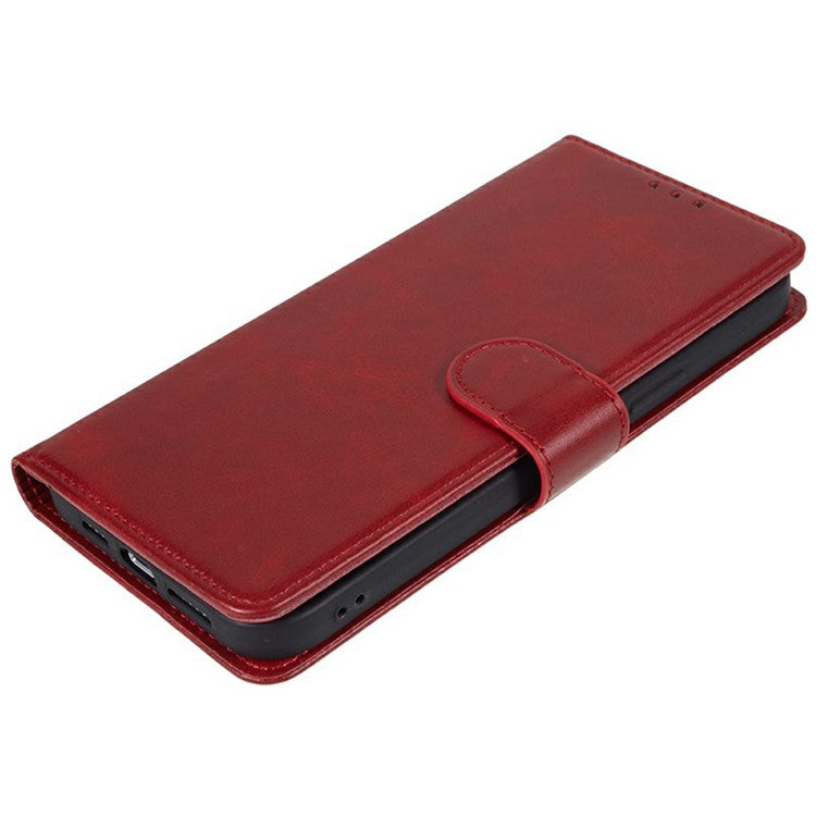 For Xiaomi Redmi Note 14 5G Case PU Leather Wallet Protective Phone Cover Calf Texture - Red