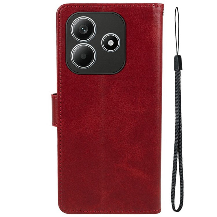 For Xiaomi Redmi Note 14 5G Case PU Leather Wallet Protective Phone Cover Calf Texture - Red