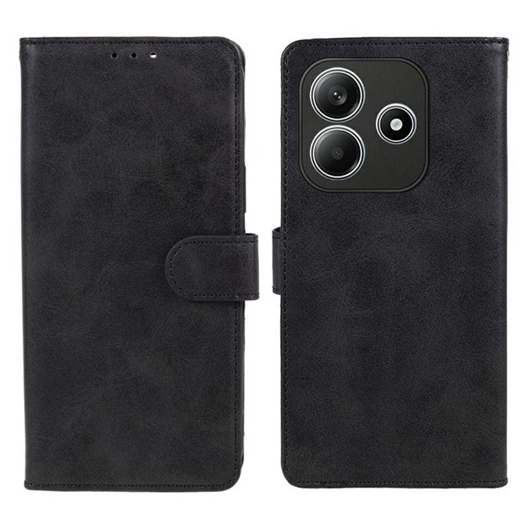 For Xiaomi Redmi Note 14 5G Case PU Leather Wallet Protective Phone Cover Calf Texture - Black