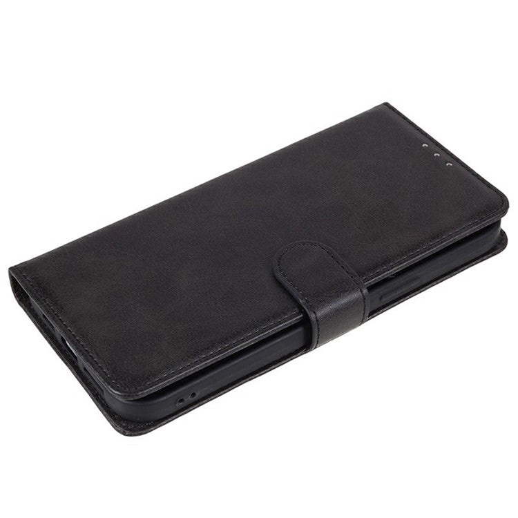 For Xiaomi Redmi Note 14 5G Case PU Leather Wallet Protective Phone Cover Calf Texture - Black