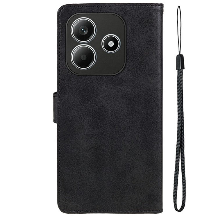 For Xiaomi Redmi Note 14 5G Case PU Leather Wallet Protective Phone Cover Calf Texture - Black