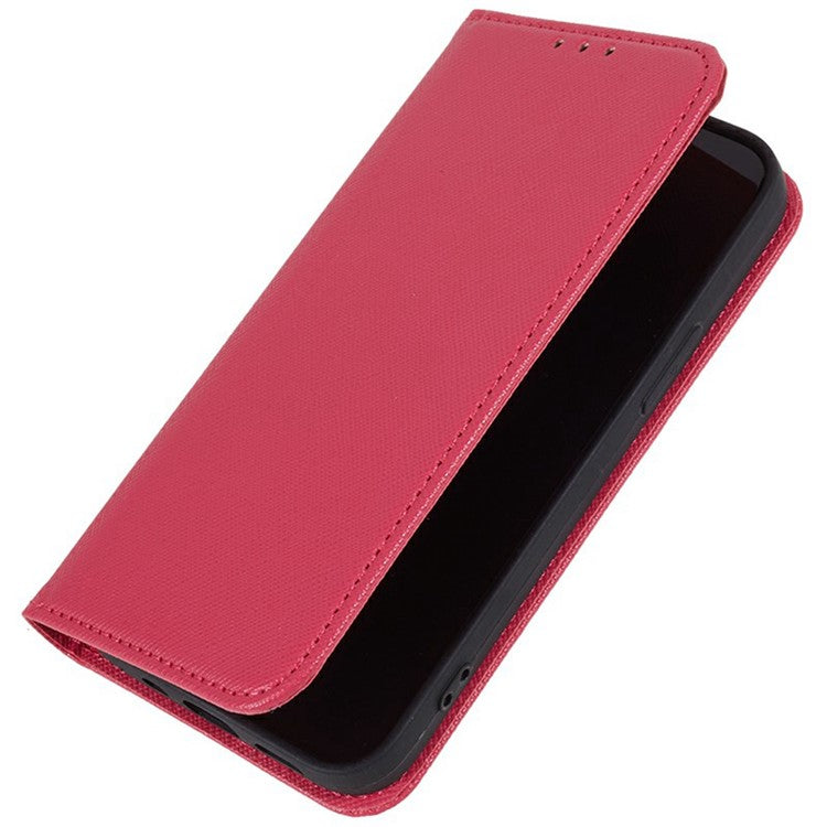 For Xiaomi Redmi Note 14 5G Case Cross Texture Leather Phone Cover Hidden Magnetic - Pink