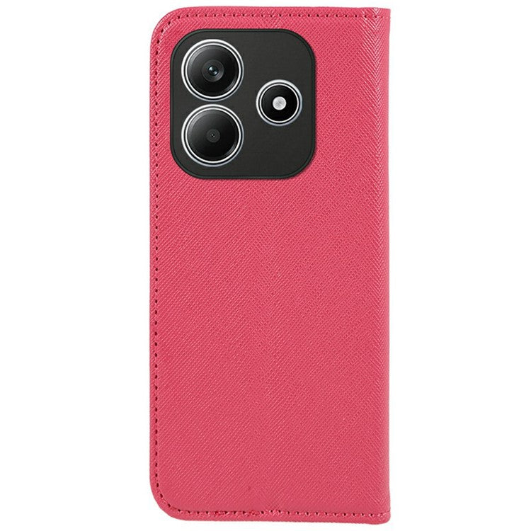 For Xiaomi Redmi Note 14 5G Case Cross Texture Leather Phone Cover Hidden Magnetic - Pink