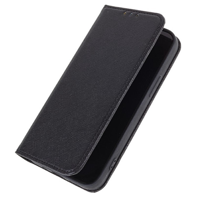 For Xiaomi Redmi Note 14 5G Case Cross Texture Leather Phone Cover Hidden Magnetic - Black