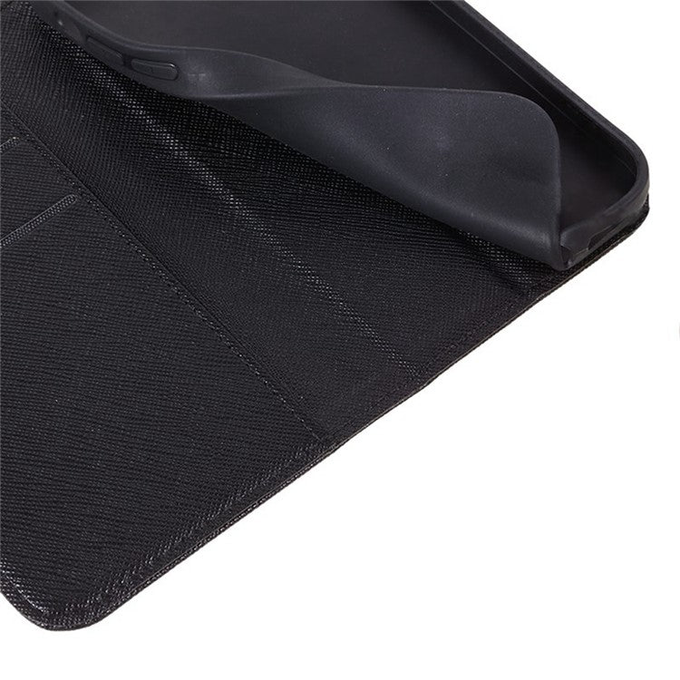 For Xiaomi Redmi Note 14 5G Case Cross Texture Leather Phone Cover Hidden Magnetic - Black