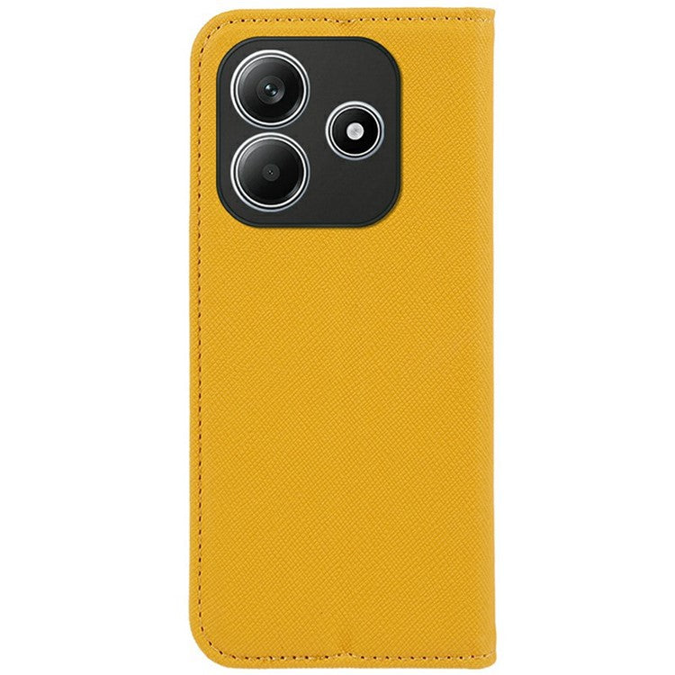 For Xiaomi Redmi Note 14 5G Case Cross Texture Leather Phone Cover Hidden Magnetic - Yellow