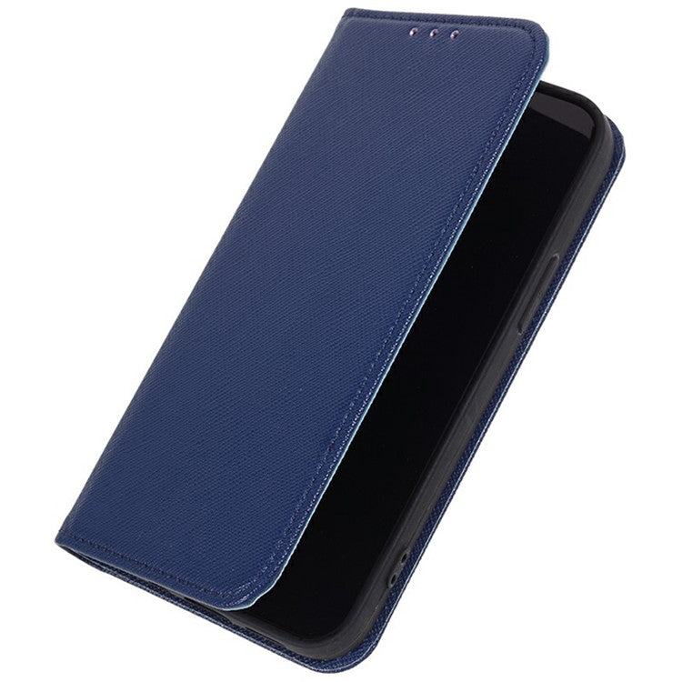 For Xiaomi Redmi Note 14 5G Case Cross Texture Leather Phone Cover Hidden Magnetic - Dark Blue