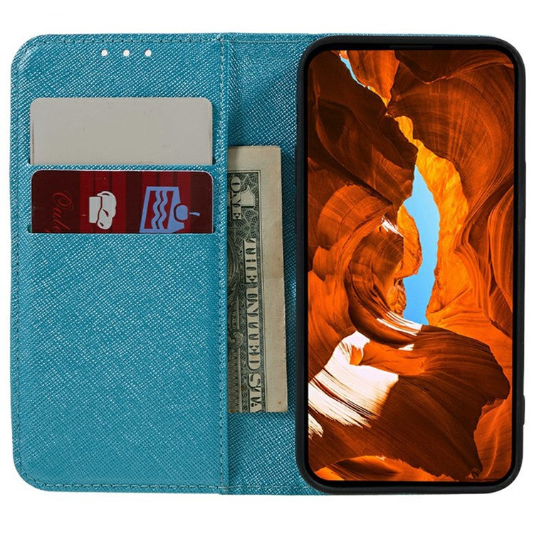 For Xiaomi Redmi Note 14 5G Case Cross Texture Leather Phone Cover Hidden Magnetic - Sky Blue