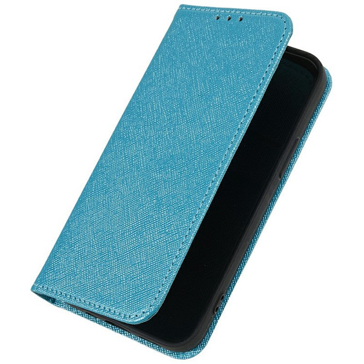 For Xiaomi Redmi Note 14 5G Case Cross Texture Leather Phone Cover Hidden Magnetic - Sky Blue