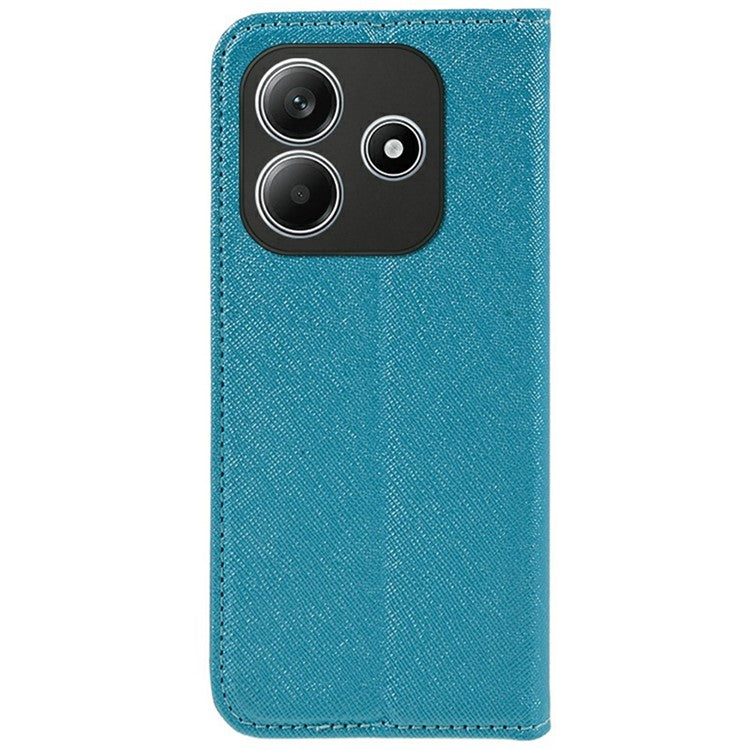 For Xiaomi Redmi Note 14 5G Case Cross Texture Leather Phone Cover Hidden Magnetic - Sky Blue