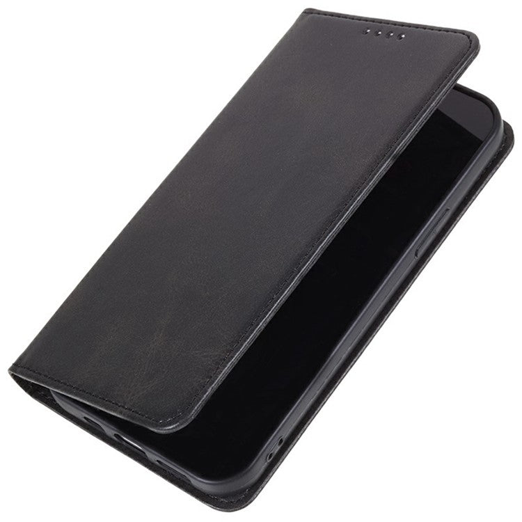 For Xiaomi Redmi Note 14 5G Case Strong Magnetic PU Leather Phone Cover Calf Texture - Black