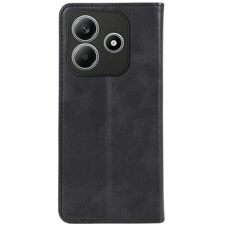 For Xiaomi Redmi Note 14 5G Case Strong Magnetic PU Leather Phone Cover Calf Texture - Black