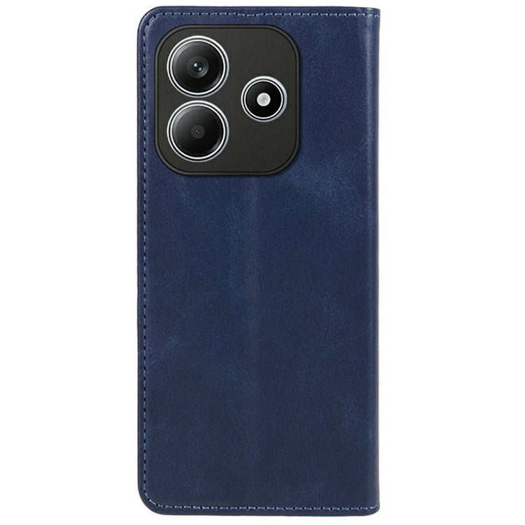 For Xiaomi Redmi Note 14 5G Case Strong Magnetic PU Leather Phone Cover Calf Texture - Blue